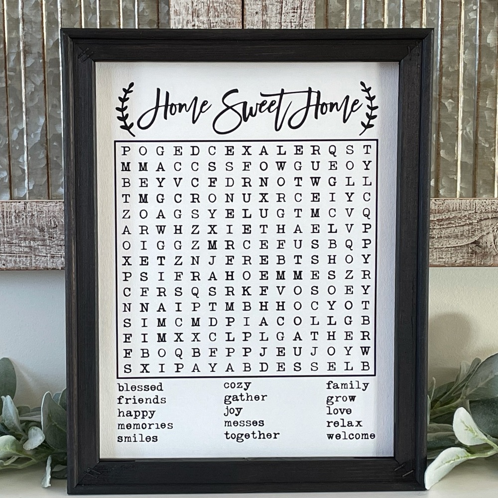 Home Sweet Home Word Search Wall Decor